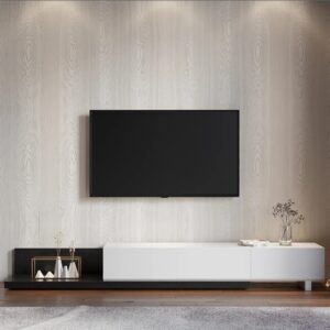 Meuble TV Moderne Réglable 2000 mm- 2800 mm Rectangulaire avec Rangement