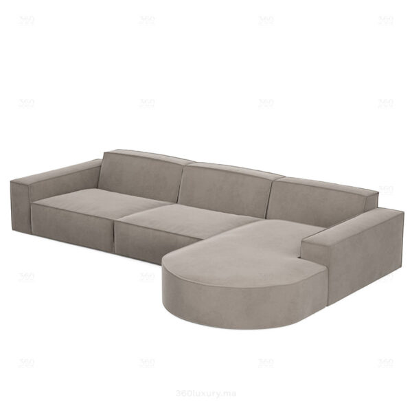 Canape en forme de L BERLO Velours Creme 1