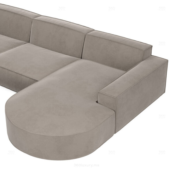 Canape en forme de L BERLO Velours Creme 4