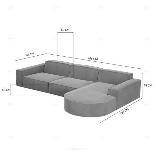 Canape en forme de L BERLO Velours Creme 5